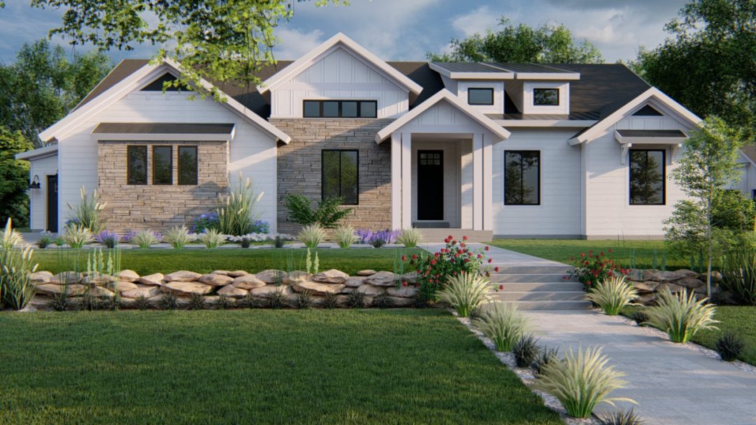 beacon hill modern farmhouse house plan 3d rendering