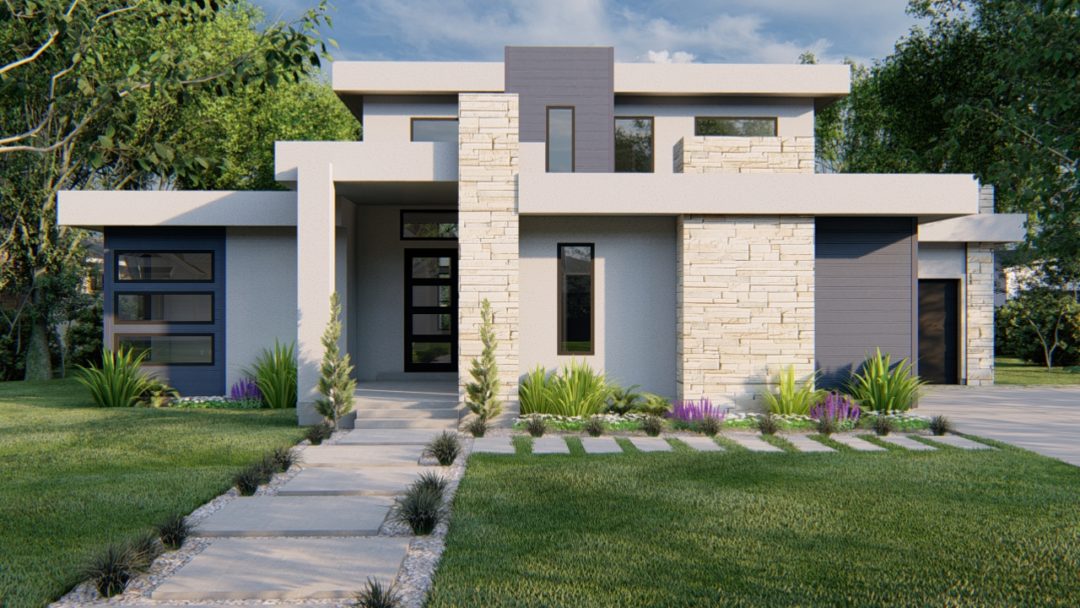 winchester contemporary house plan 3d rendering