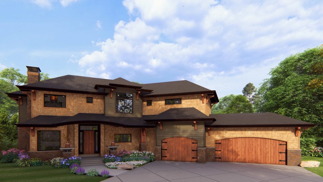 Lakeridge - Modern Craftsman House Plan Rendering