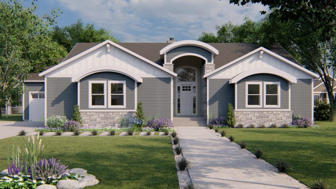 auburn modern craftsman house plan 3d rendering