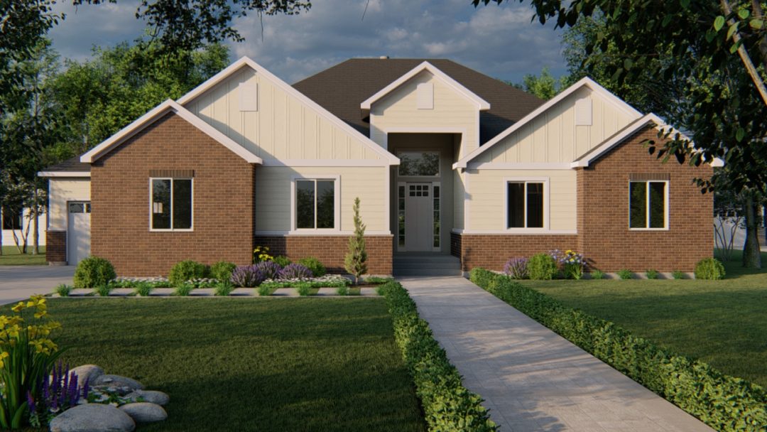 auburn traditional house plan 3d rendering