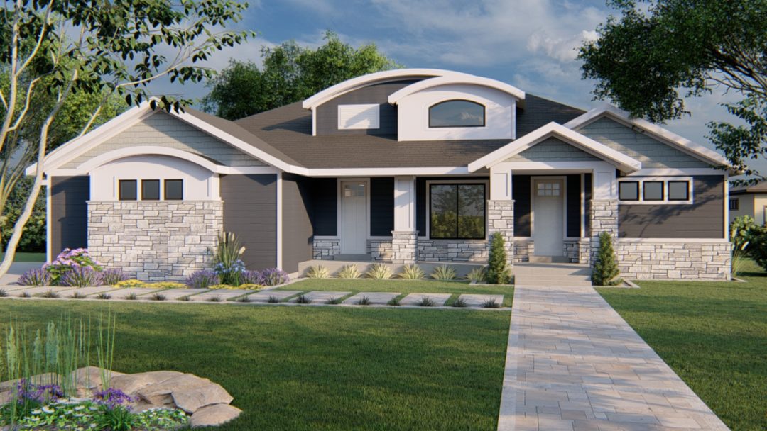 winchester modern craftsman house plan 3d rendering