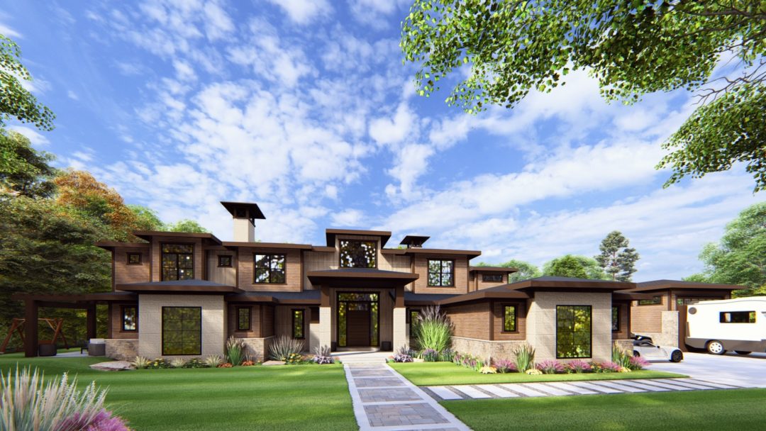 North Canyon - Prairie House Plan Rendering