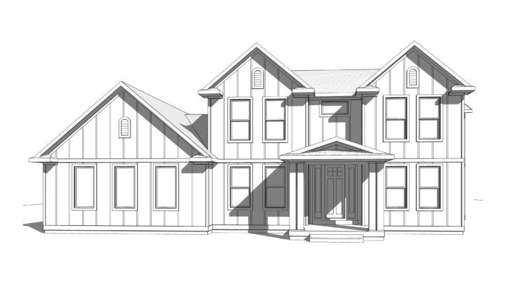 oak hills house plan 3d rendering